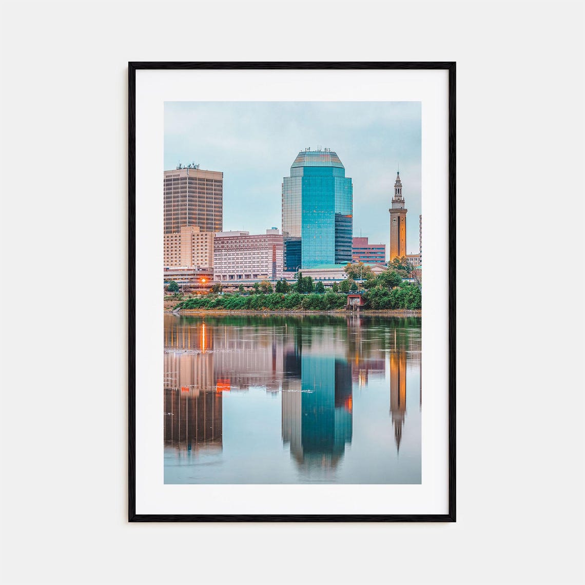 Springfield Massachusetts Skyline River Reflection Photo Poster