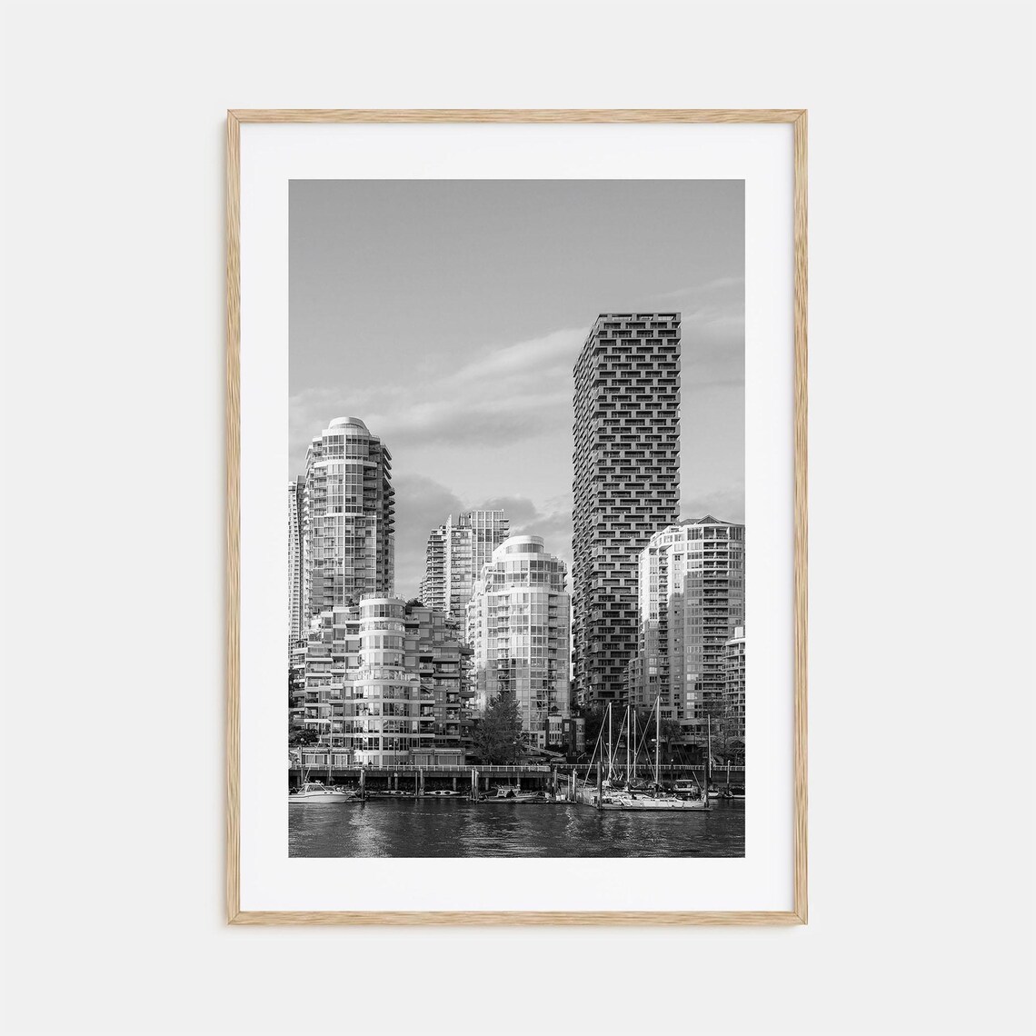Vancouver Waterfront High Rise Towers Black And White Poster