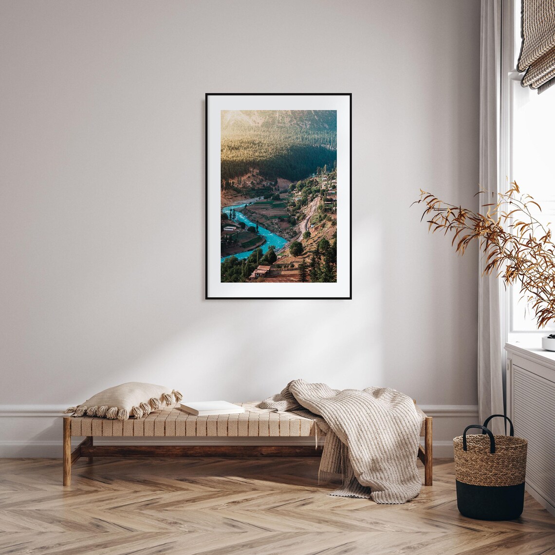 Pakistan Turquoise River Mountain Valley Villages Photo Art Poster - Image 2