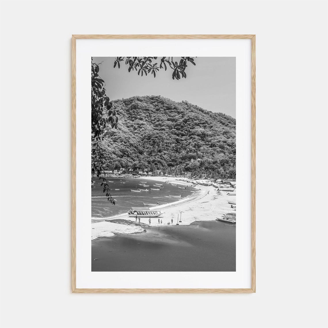Nayarit Tropical Crescent Bay Boats Jungle Coast Tropical View Poster