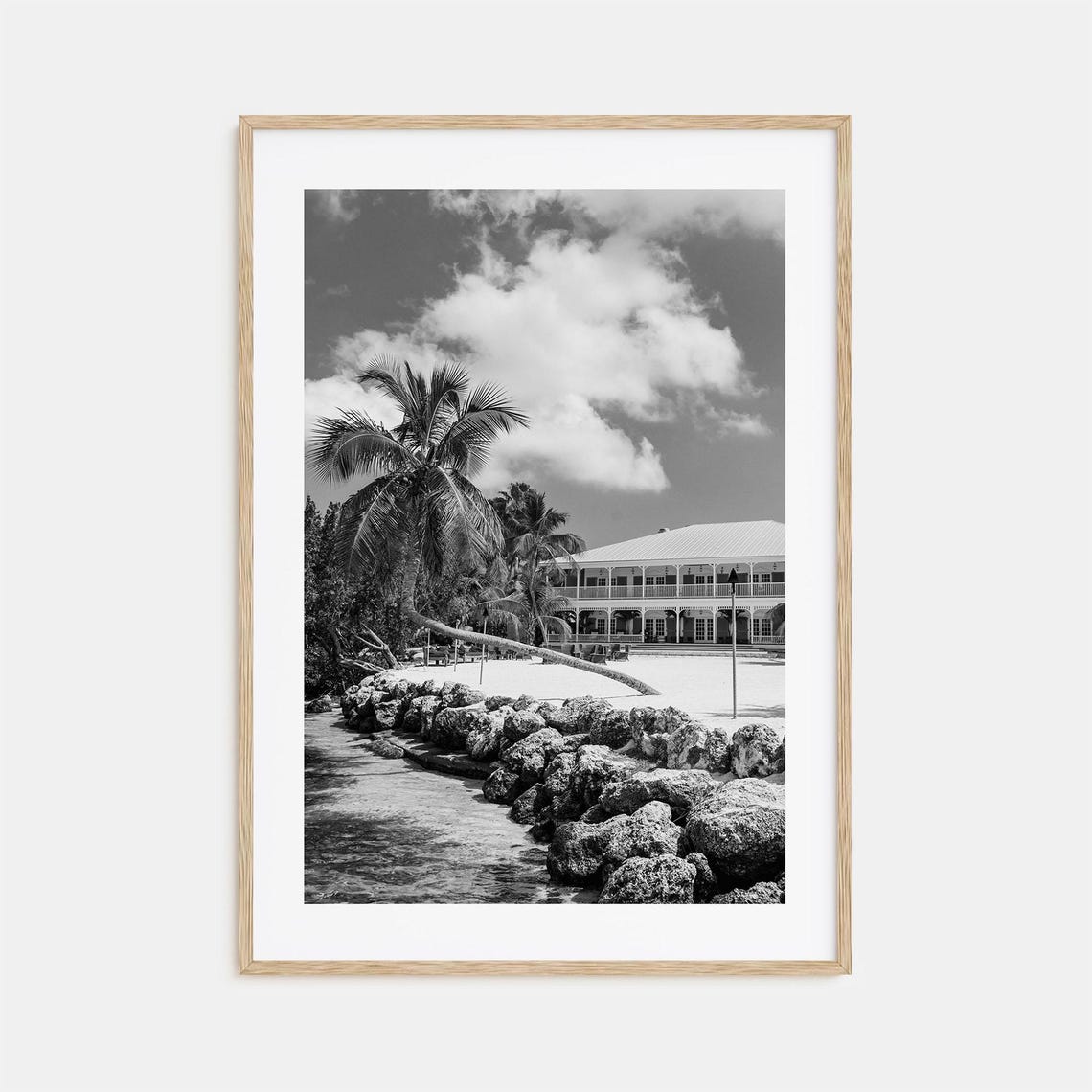 Islamorada Florida Keys Beach Palms Resort Black and White Poster