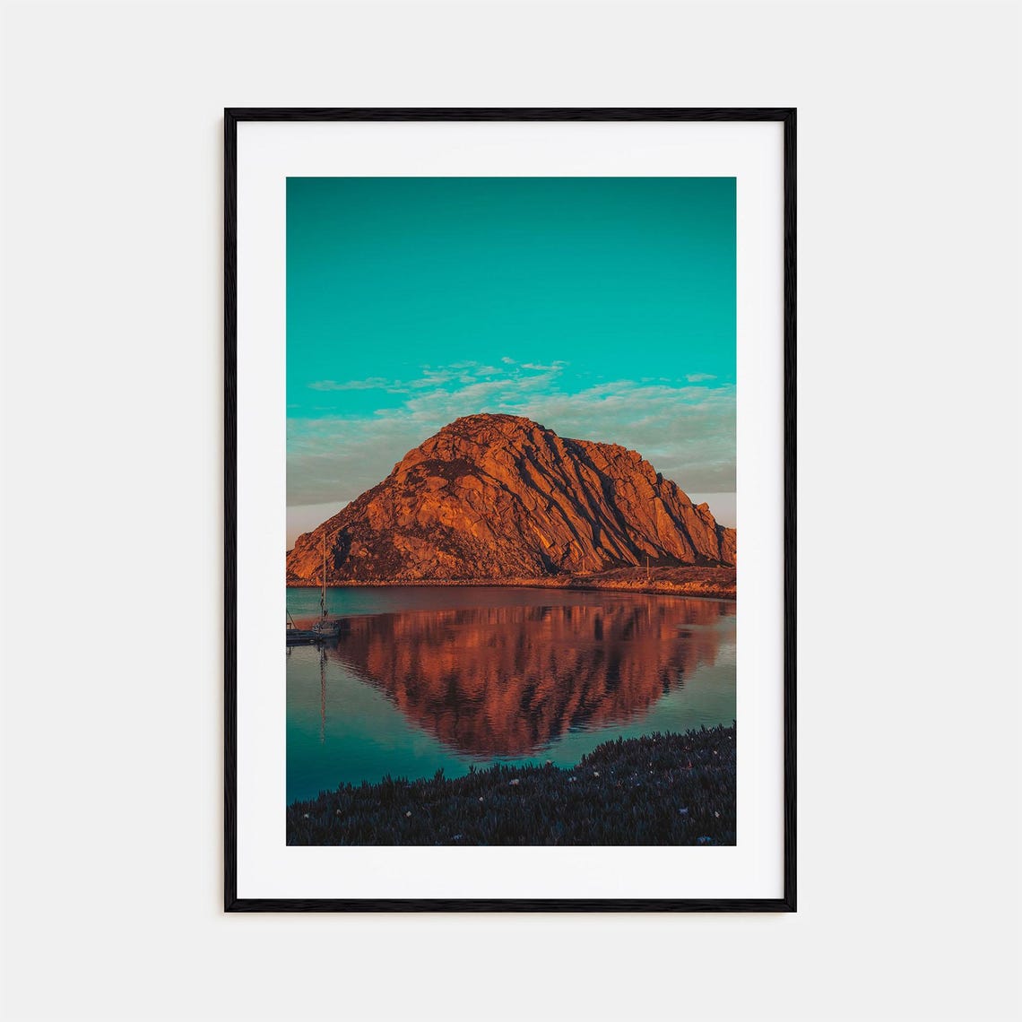 Morro Bay Morro Rock Sunset Bay Reflection California Poster