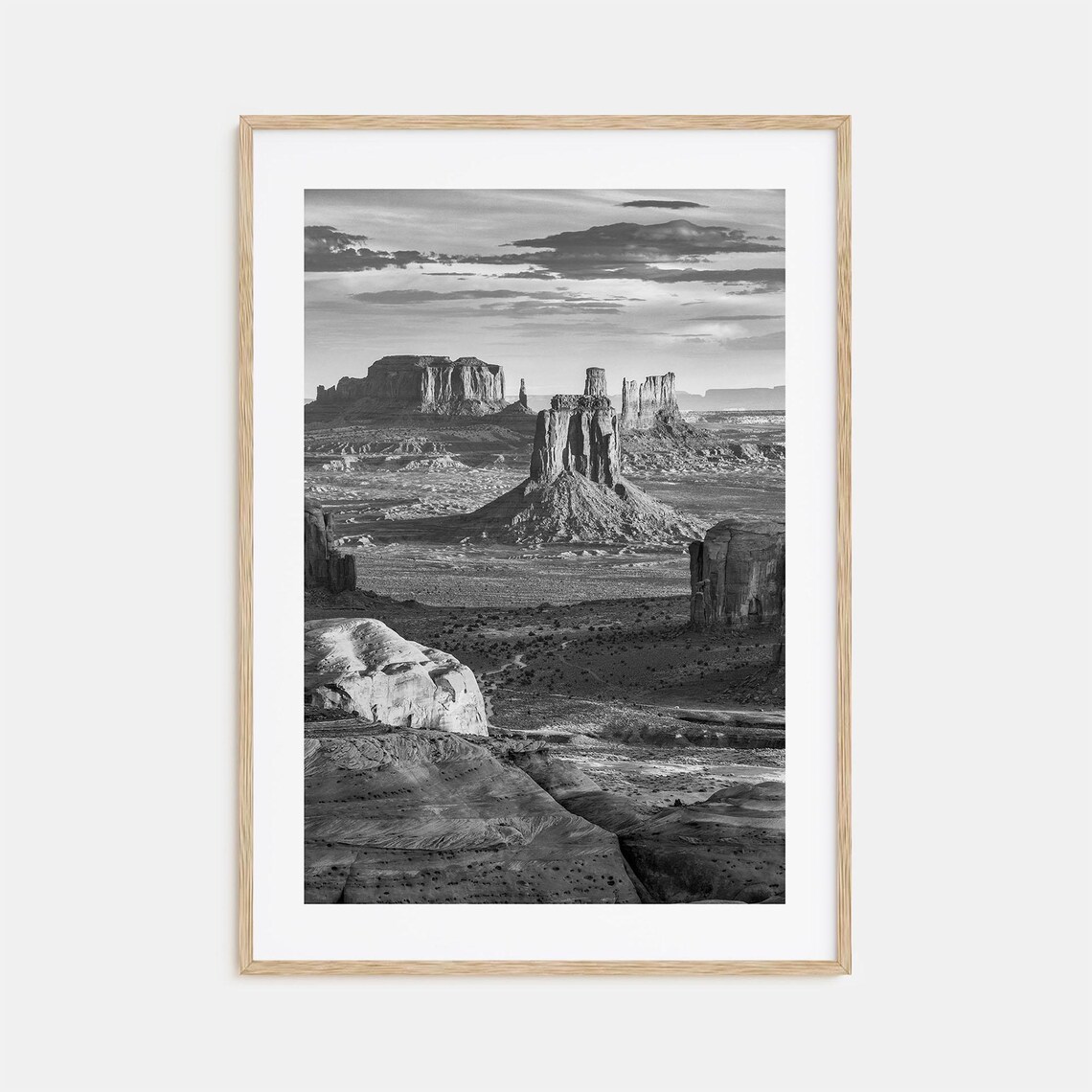 Arizona Black And White Travel Map Art Print