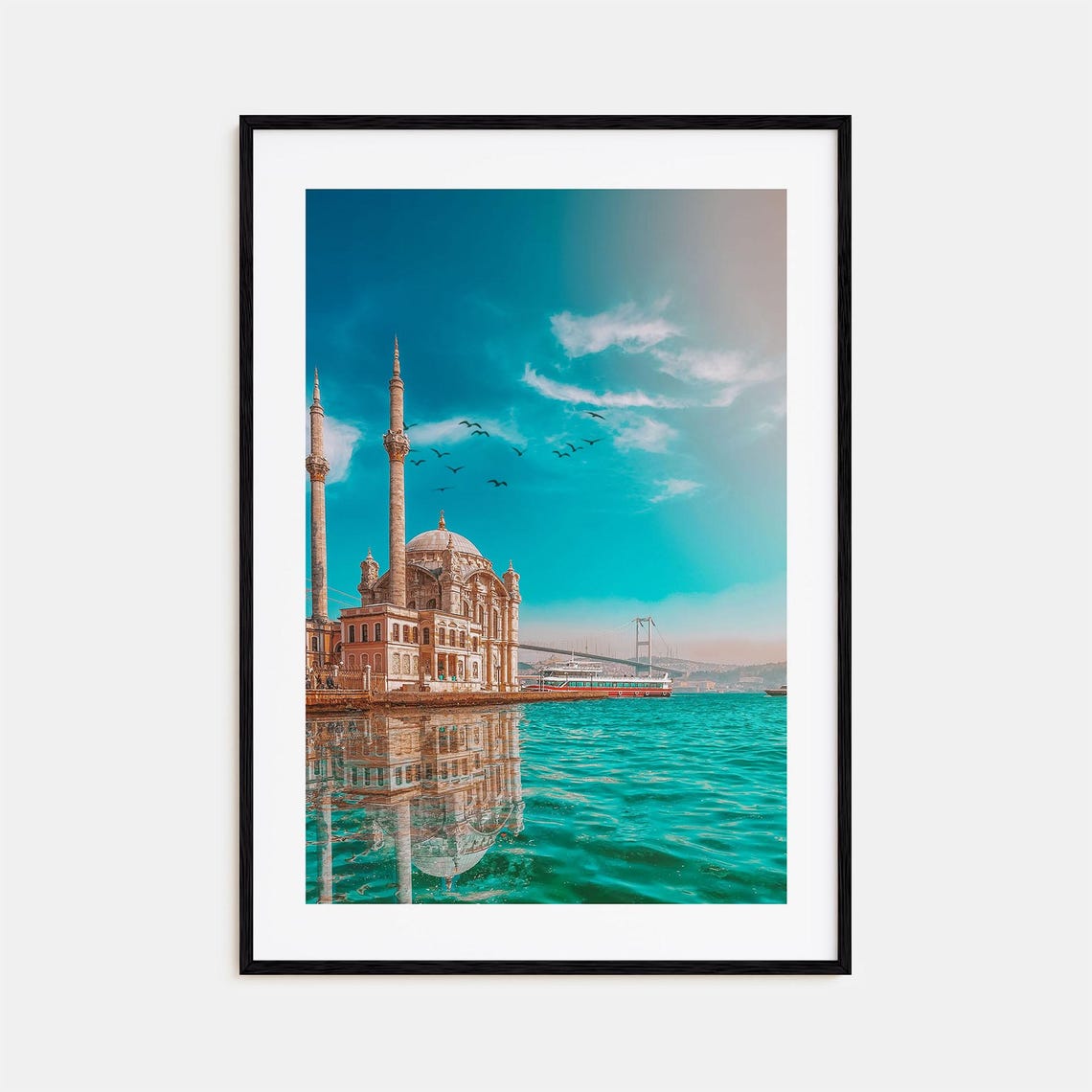 Istanbul Waterfront Mosque Turquoise Bosphorus Skyline Poster