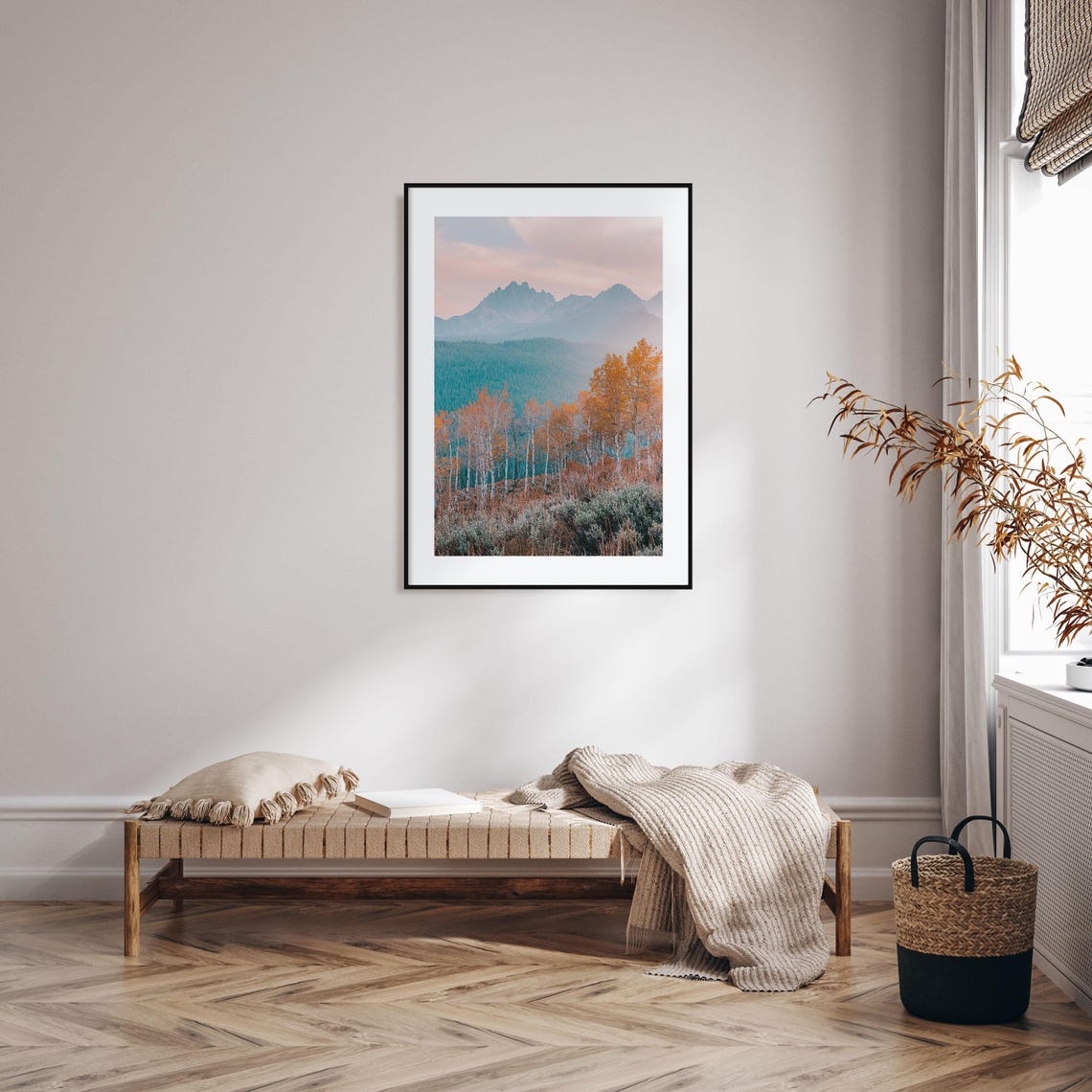Idaho Autumn Aspen Trees Mountain Ridge Misty Valley Photo Poster - Image 2