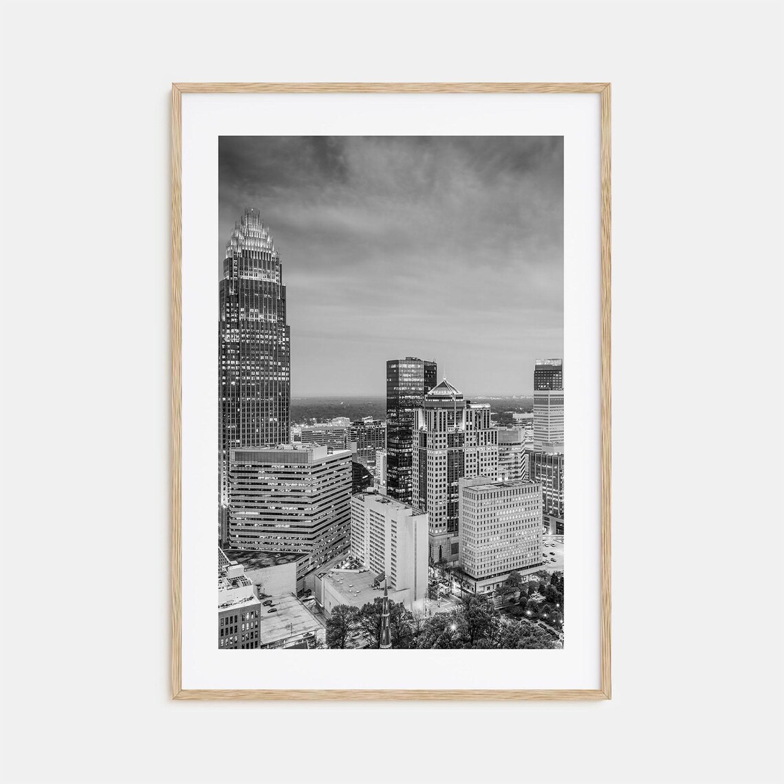 Charlotte North Carolina Downtown Skyline Night Photography Poster