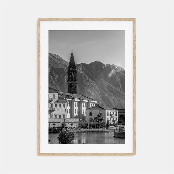 Kotor Black and White Travel Poster, Wall Art Print