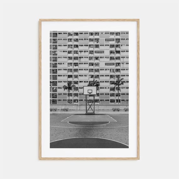 Basketball Court Photo Poster Print No 1 Basketball Court Black And White Wall Art Basketball Court Wall Photography Travel Map Poster