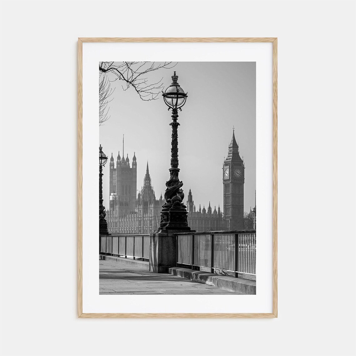 London Big Ben Houses Of Parliament Riverside Black And White Poster