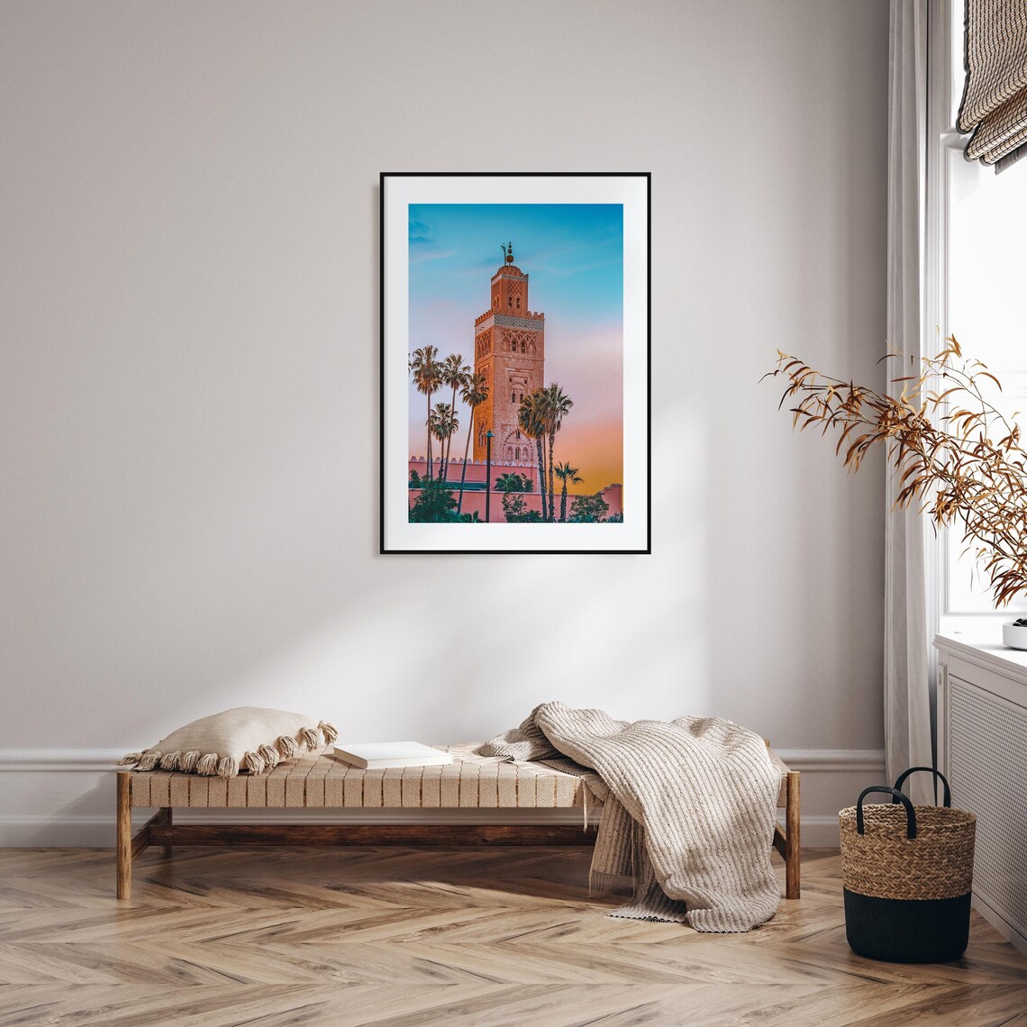 Marrakesh Koutoubia Mosque Minaret at Sunset Palm Trees Photo Poster - Image 2