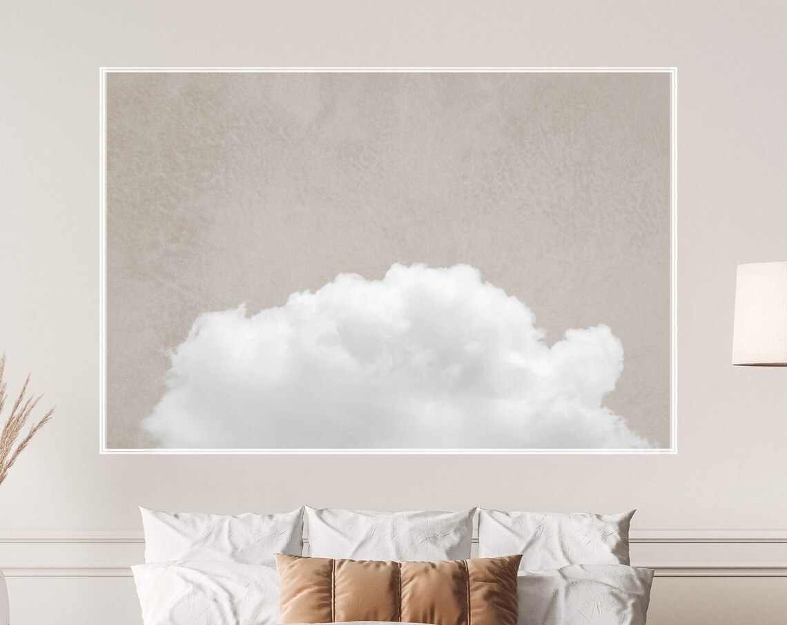 Beige Cloud Minimalist Landscape Art Print - Image 3