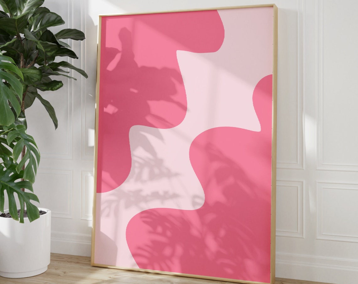 Hot Pink Wavy Abstract Organic Shape Groovy Retro 70s Poster - Image 3
