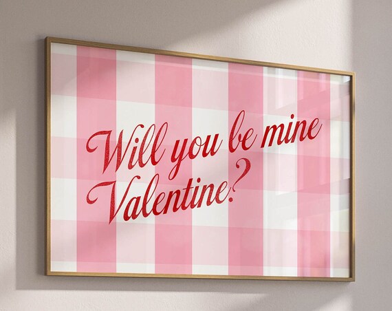 Retro Wall Art Valentines Day Printable Typography Print Valentines Day Art Vintage Wall Decor Pink Wall Art Cute Valentines Day Decor