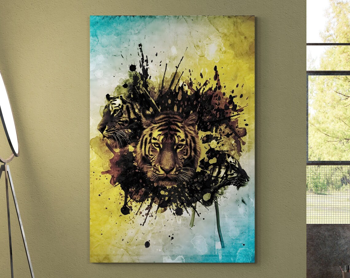 Abstract Splash Color Lion Portrait Modern Wildlife Painting Wall Art - Image 3