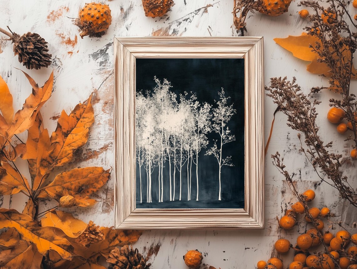 Moody Fall Print Vintage Black Floral Decor Dark Botanical Wall Art Moody Fall Print - Image 3