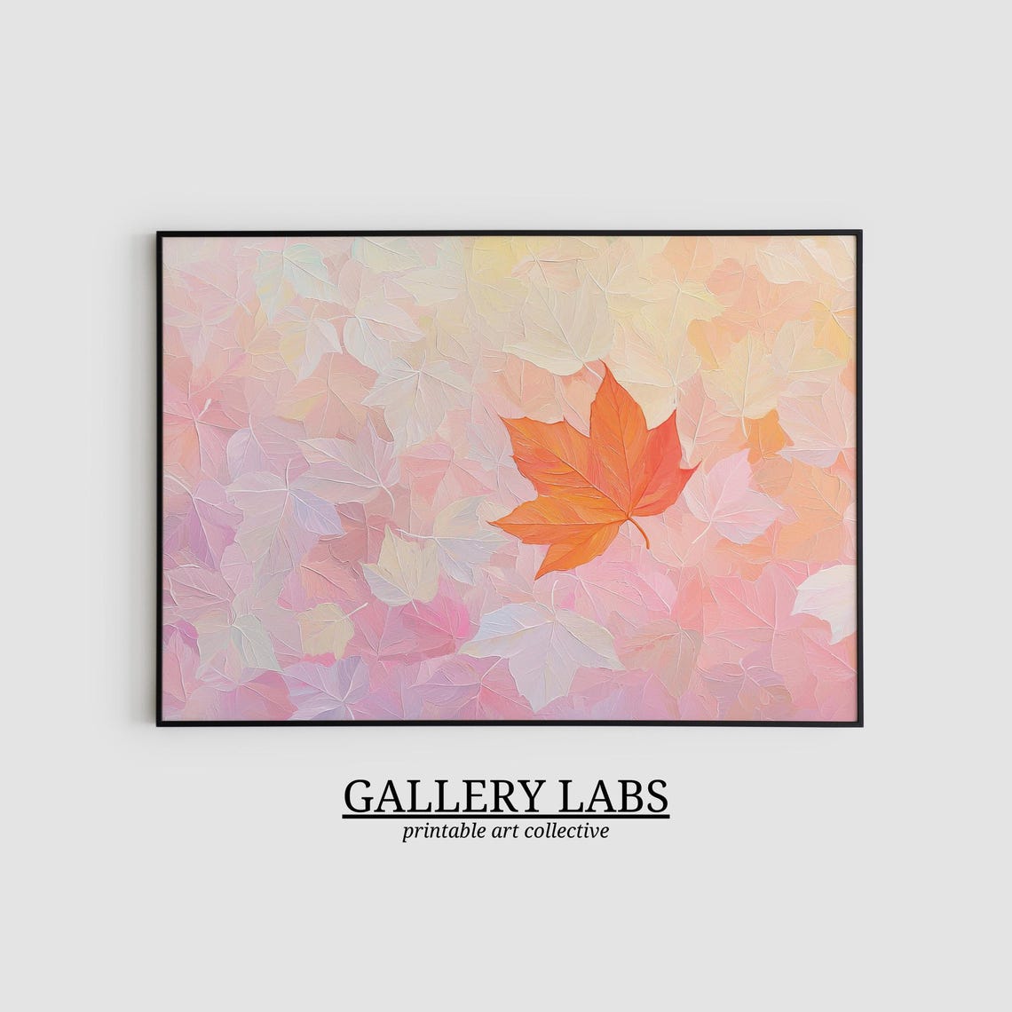 Pink Abstract Fall Leaf Print Seasonal Decor Autumn Art Trendy Decor Cute Fall Still Life Preppy Decor Art - Image 2