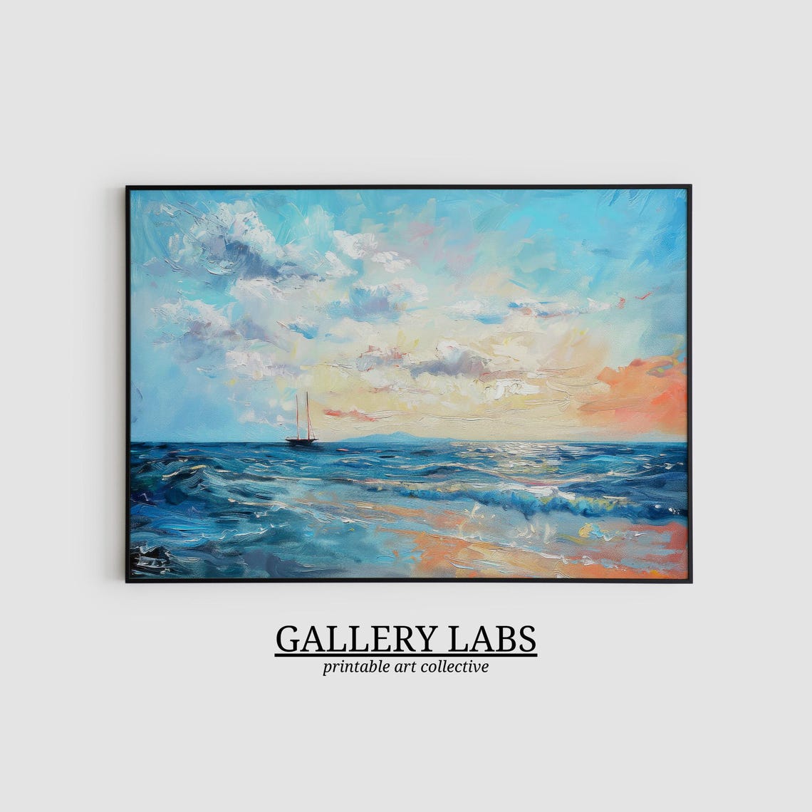 Vintage Sailboat Ocean Seascape Misty Nautical Sailing Art Print - Image 2