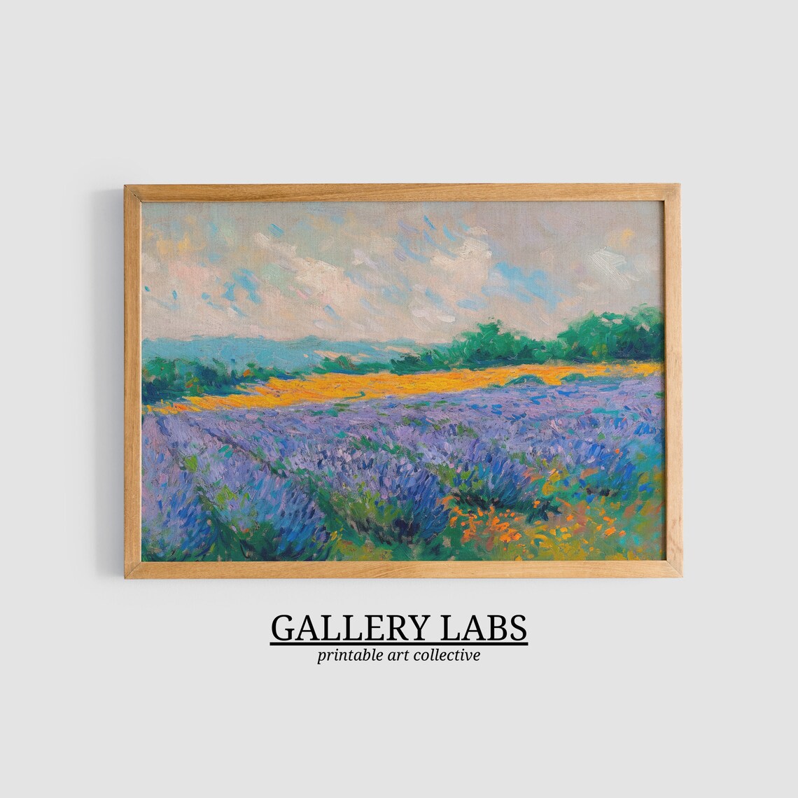 Purple Lavender Field Painting Golden Light Impressionist Art Print - Image 3