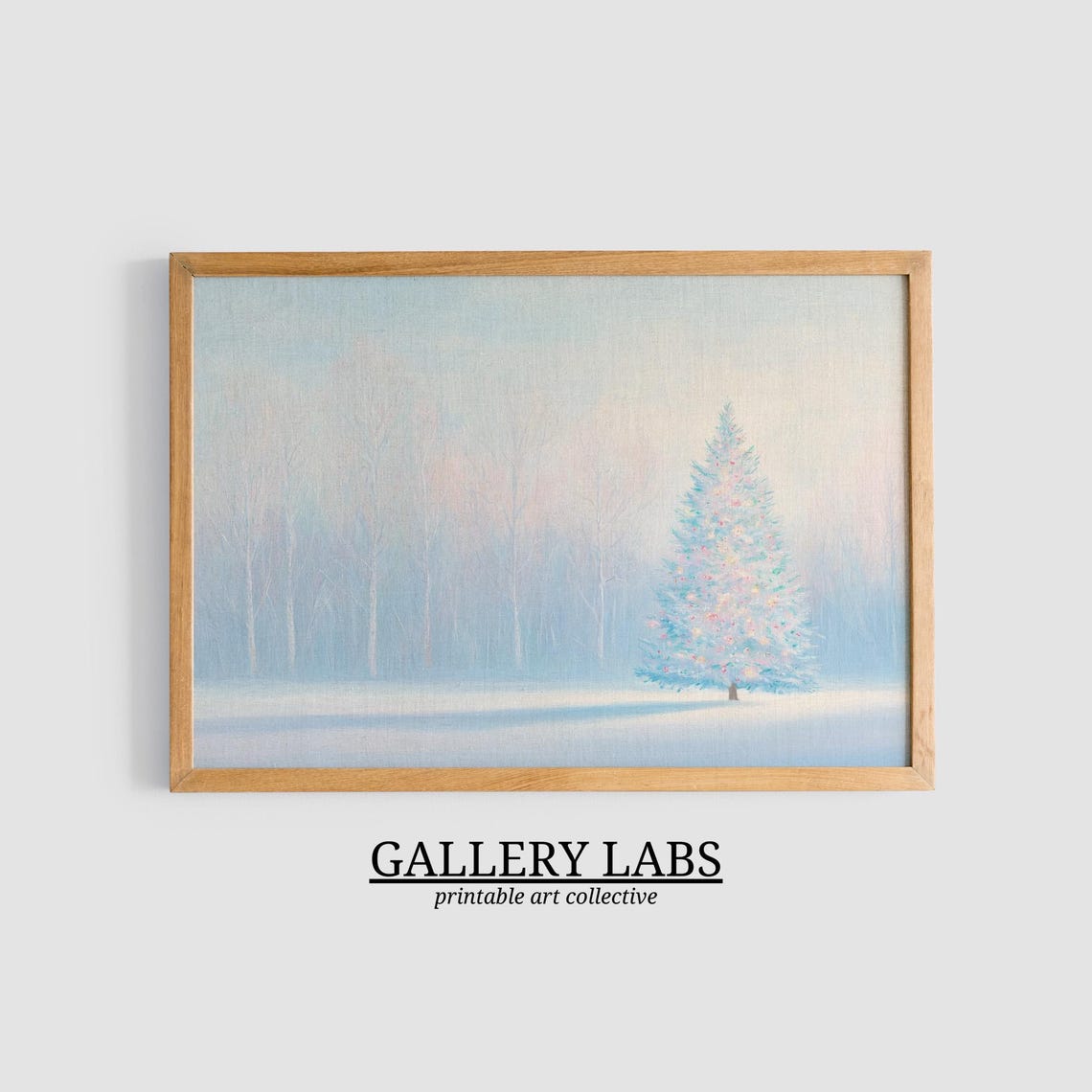 Pink Christmas Tree Snowy Birch Forest Winter Wonderland Wall Art - Image 3