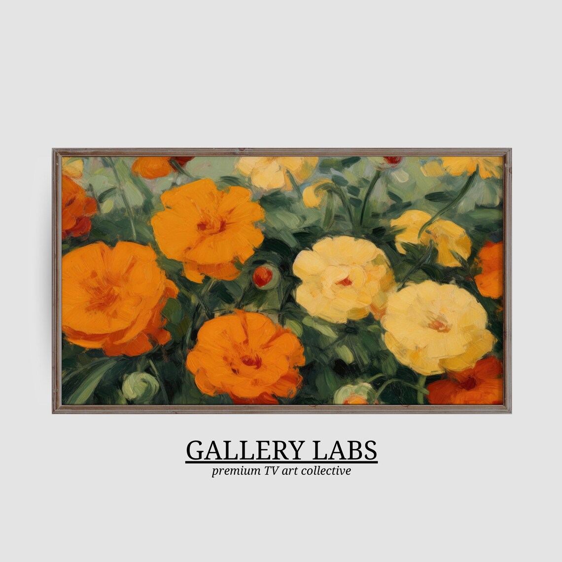 Orange Marigold Flowers Painting Bright Summer Botanical Floral Wall Art Print - Image 3