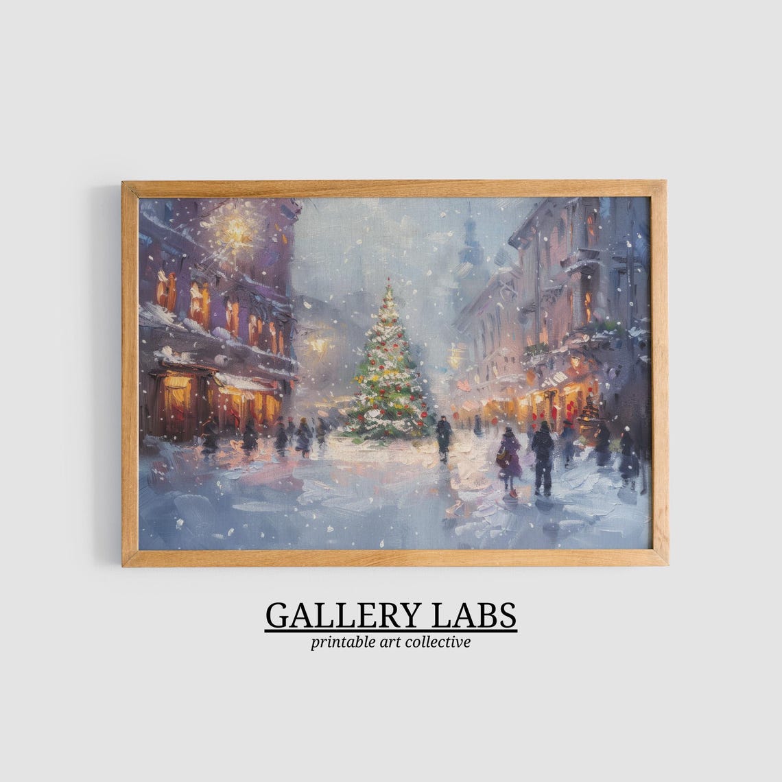 Old Town Christmas Street Night Tree Warm Lights Crowd Travel Poster - Image 3