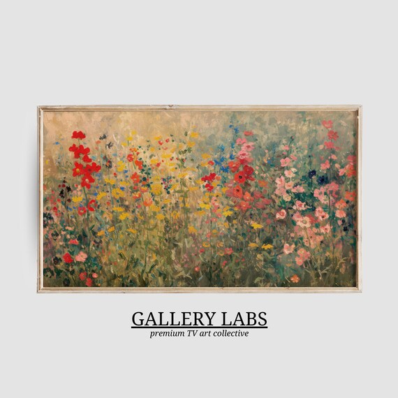 Vintage Wildflower Garden Painting Colorful Summer Botanical Wall Art Print
