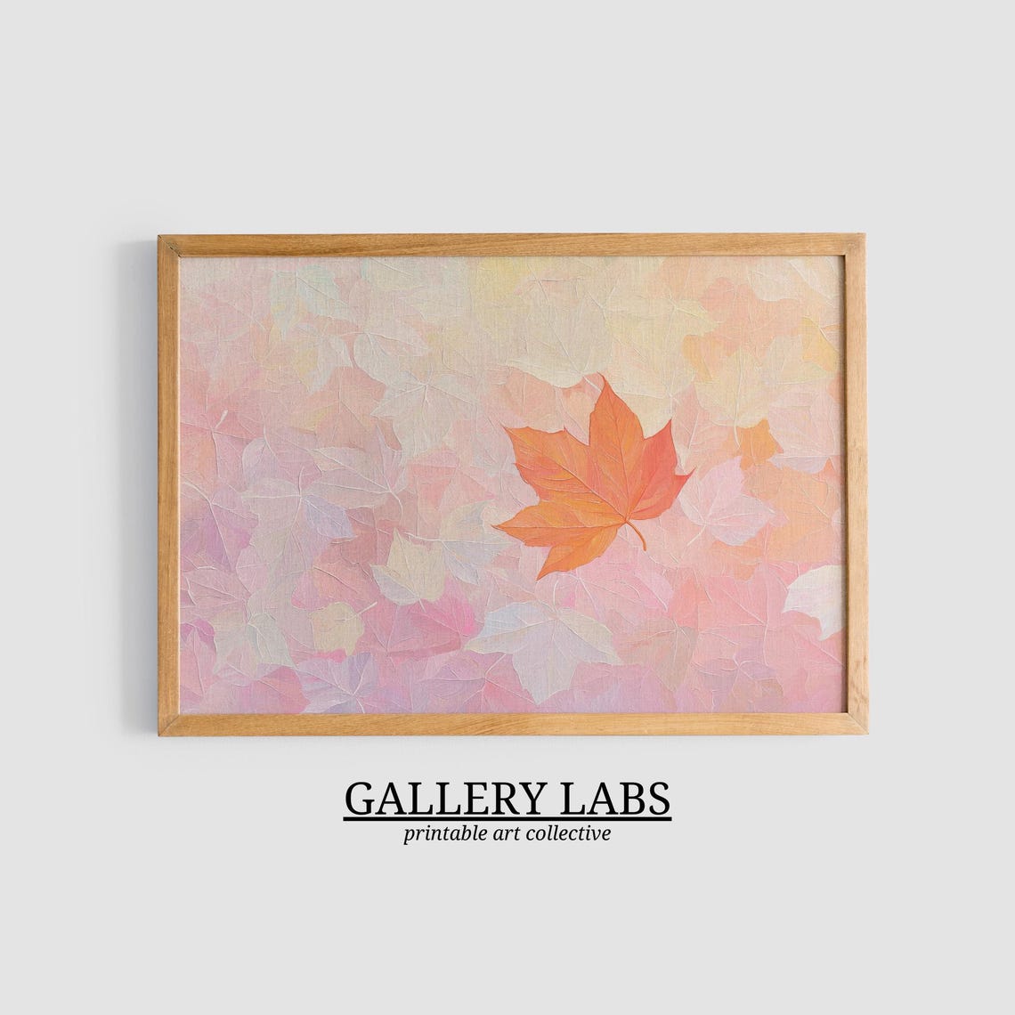 Pink Abstract Fall Leaves Maple Botanical Nature Wall Art Print - Image 3
