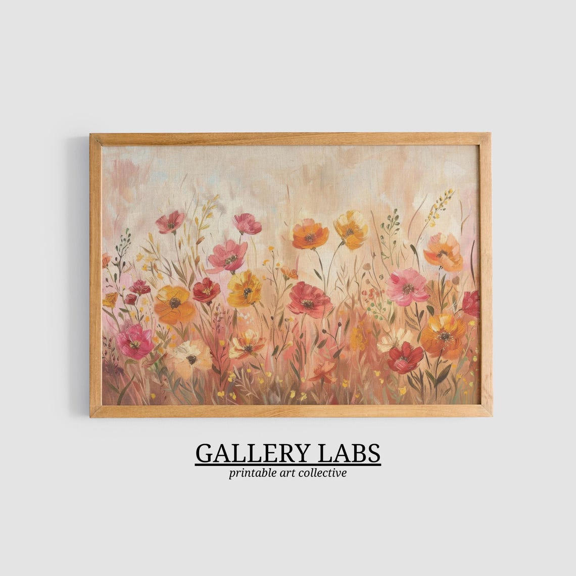 Fall Wildflower Field Golden Autumn Bright Meadow Scene Art Print - Image 3