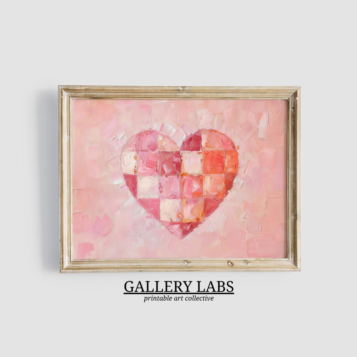 Pink Heart Shape Maximalist Bold Girly Love Room Wall Art Print