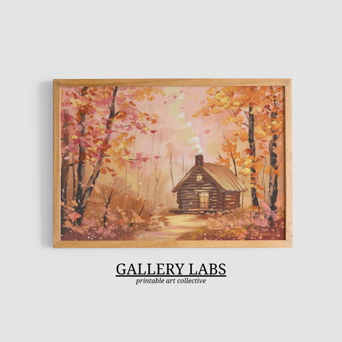 Autumn Cabin Golden Trees Cozy Rustic Fall Hideaway Art Print - Image 3