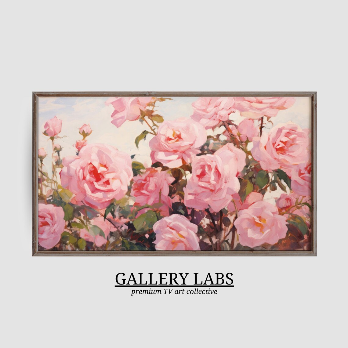 Pink Roses Frame Tv Art Farmhouse Decor Vintage Flower Painting Girly Apartment Decor Pink Abstract Tv Art Tv Art - Image 3