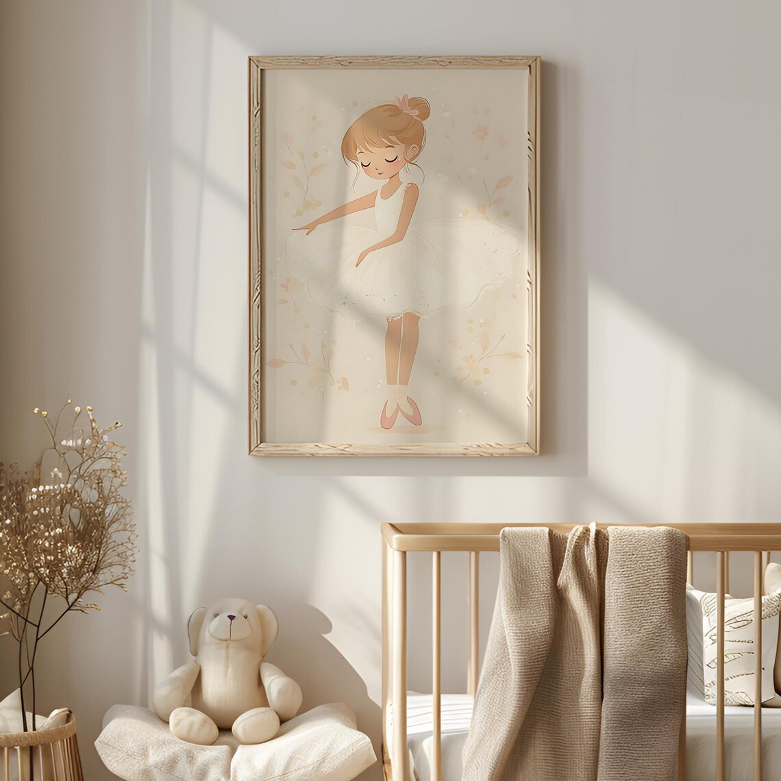 Cute Little Ballerina White Tutu Watercolor Nursery Room Art Poster - Image 5