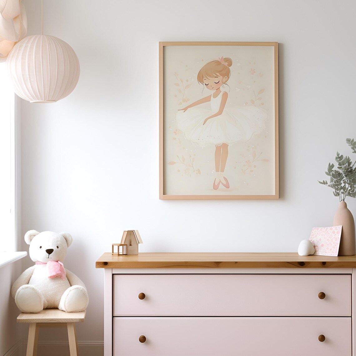 Cute Little Ballerina White Tutu Watercolor Nursery Room Art Poster - Image 2