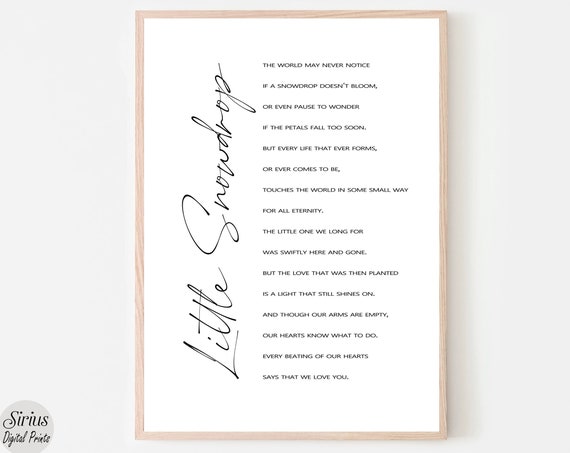 Baby Loss Poem Little Snowdrop Miscarriage Art Print