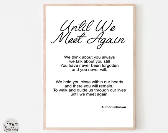 Until We Meet Again Memorial Poem Grief Remembrance Wall Art