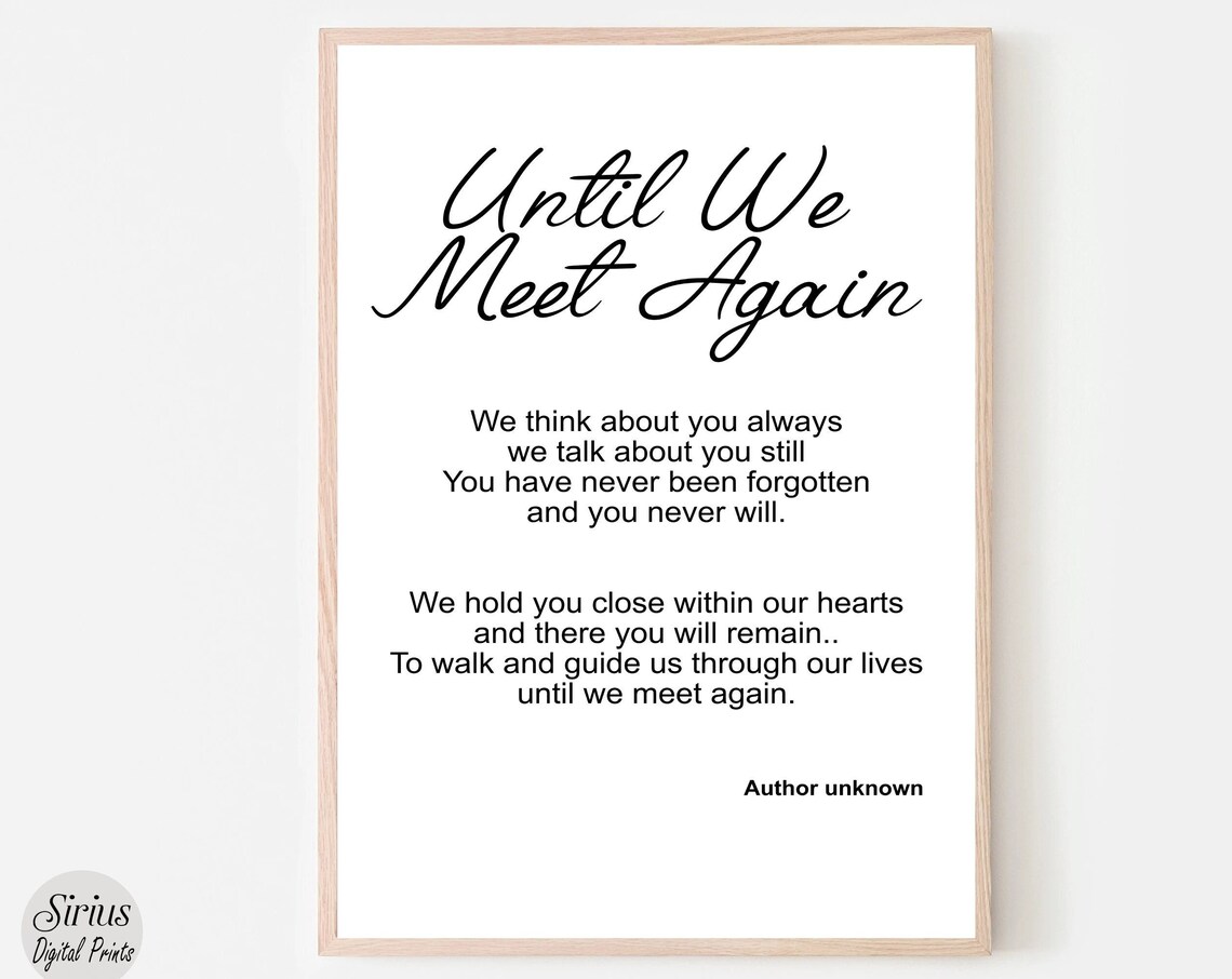 Until We Meet Again Memorial Poem Grief Remembrance Wall Art