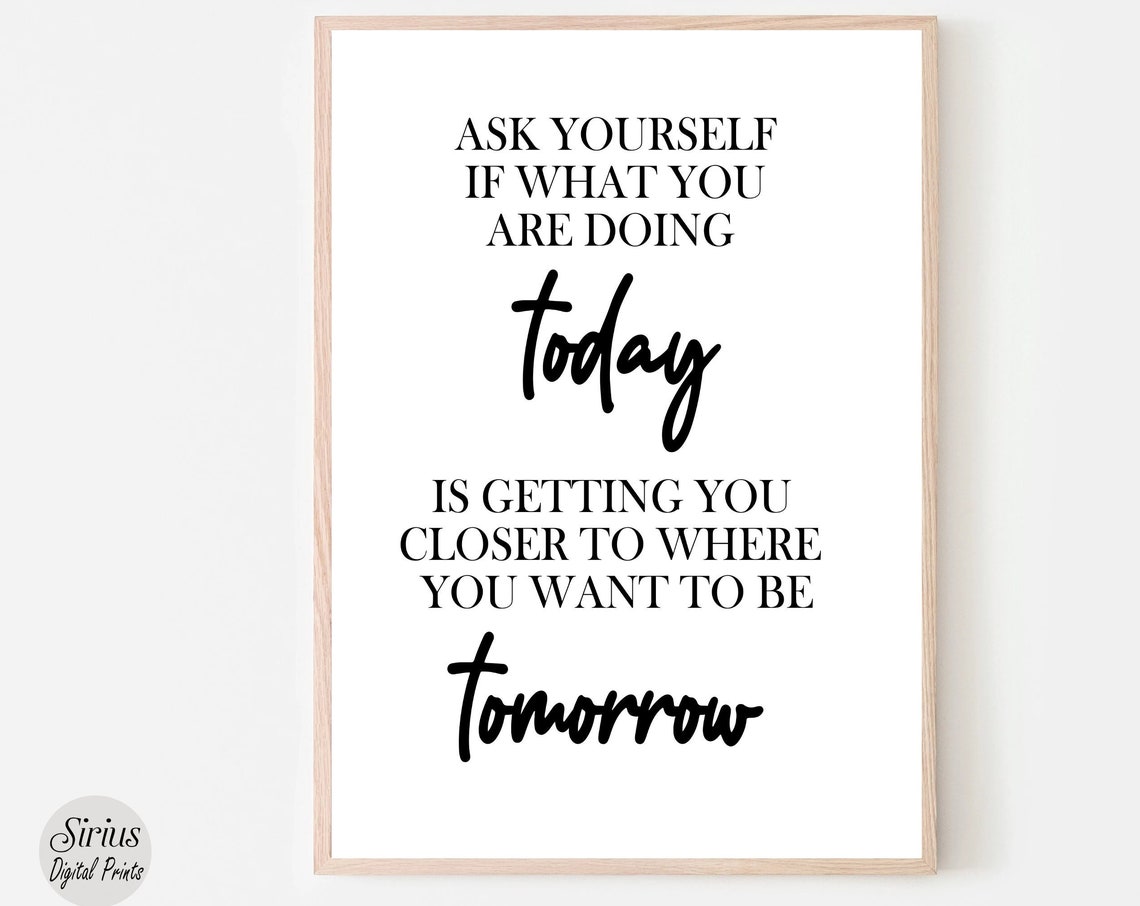 Ask Yourself Home Decor Inspirational Quotes Minimalist Typography Poster Motivational