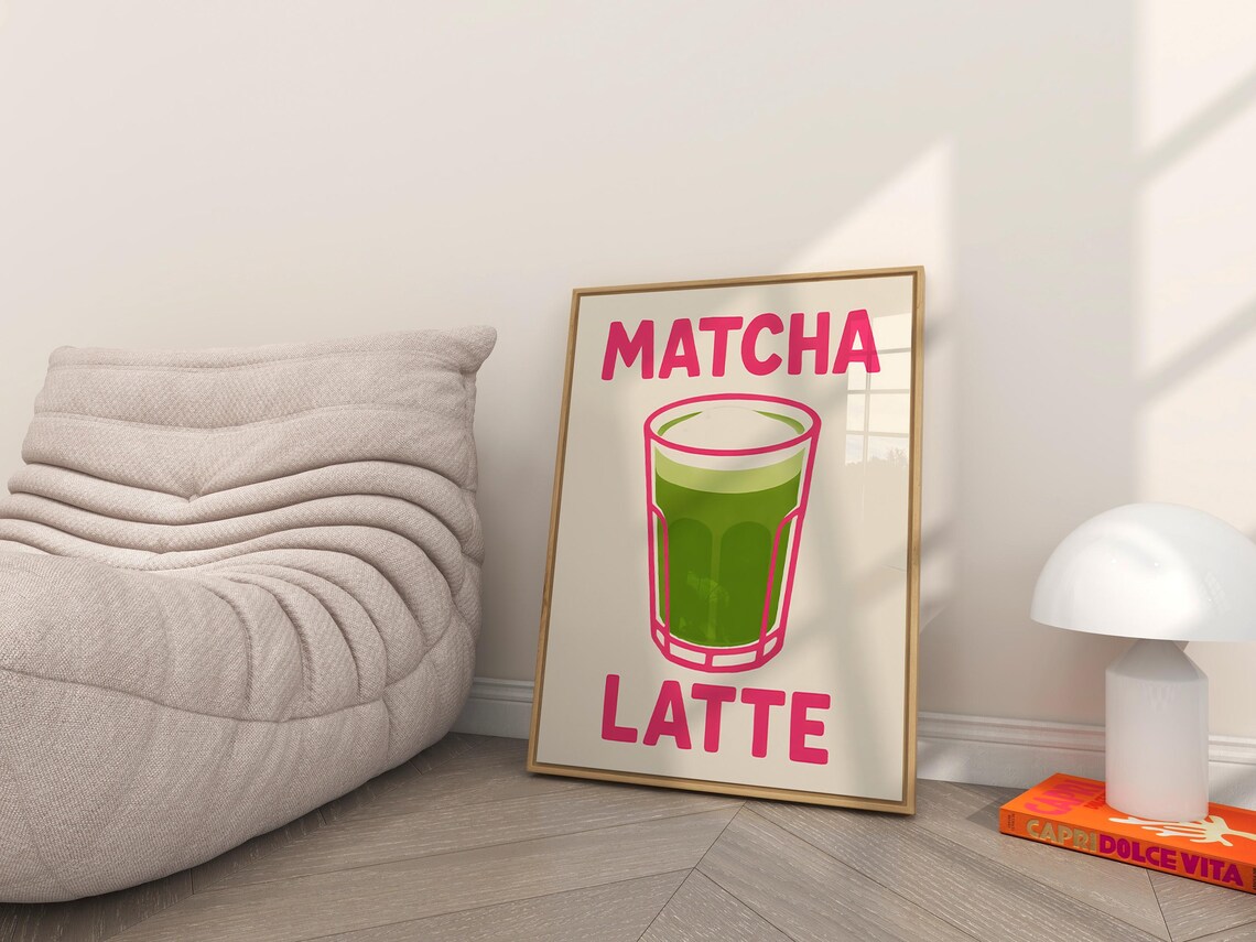 Matcha Latte Minimal Wall Art, Modern Kitchen Drink - Image 3