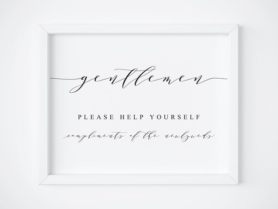 Wedding Bathroom Sign, Gentlemen Restroom Poster