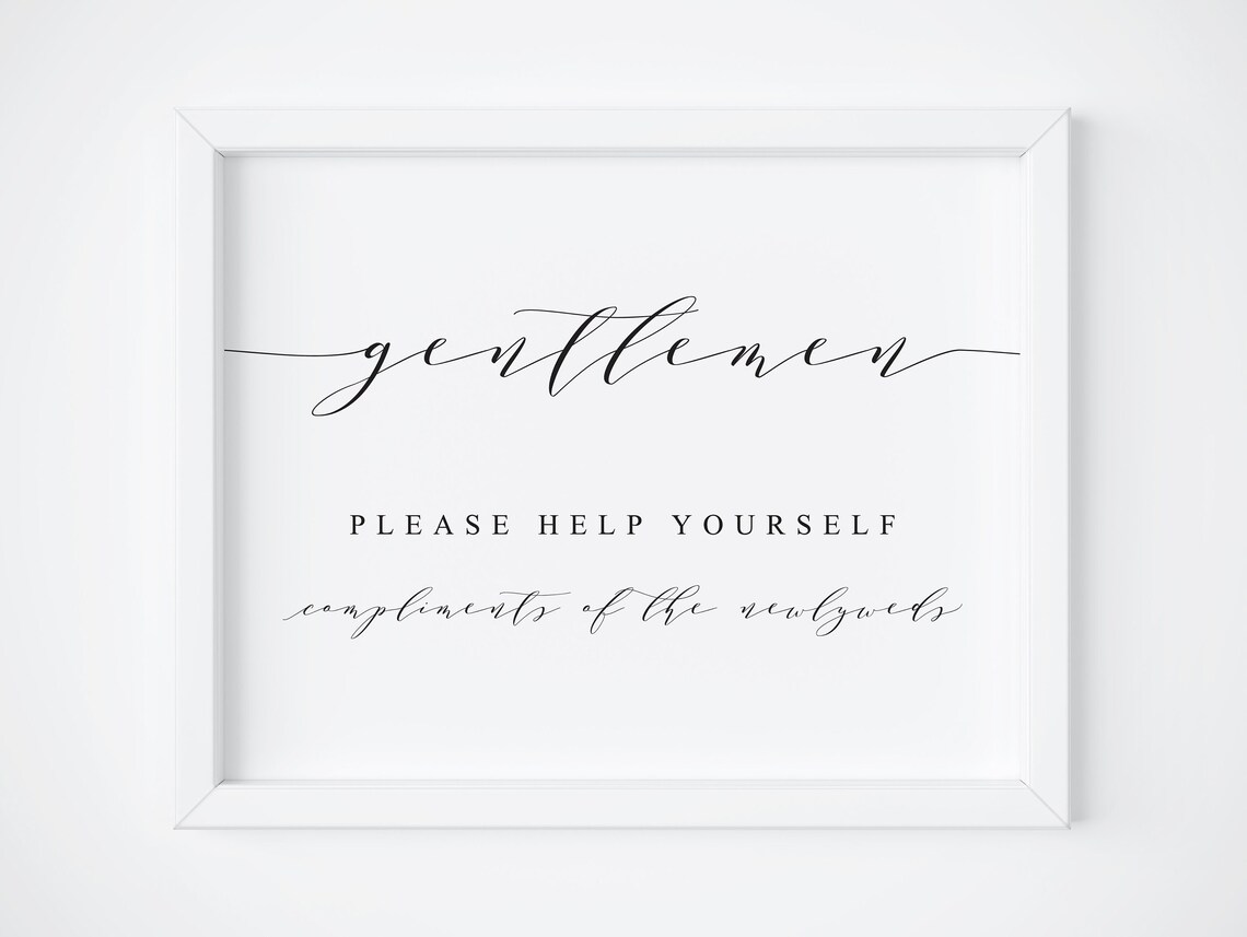 Wedding Bathroom Sign, Gentlemen Restroom Poster