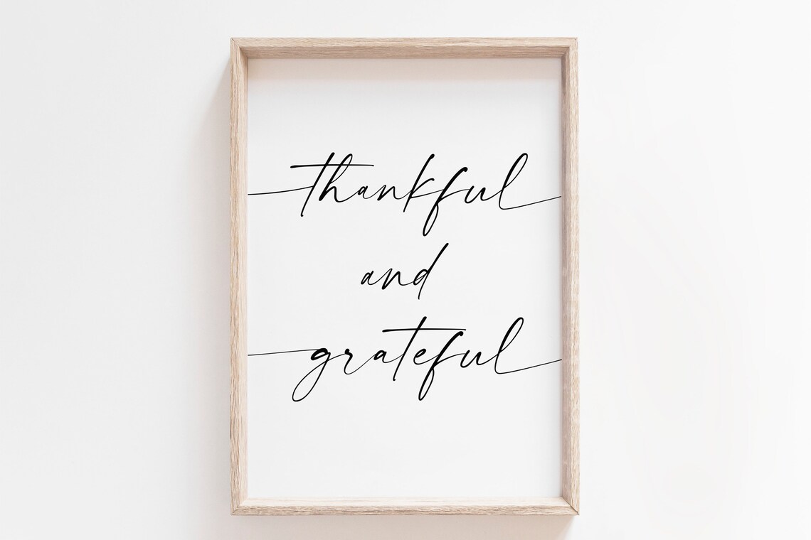 Thankful And Grateful Typography Art Print