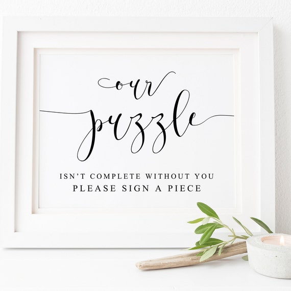Puzzle Piece Guestbook Sign, Wedding Love Wall Art Print
