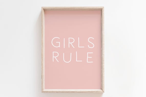 Girls Rule Nursery Wall Art Print, Kids Decor