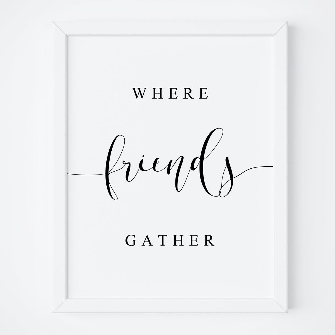 Where Friends Gather Minimalist Modern Home Decor Script Poster