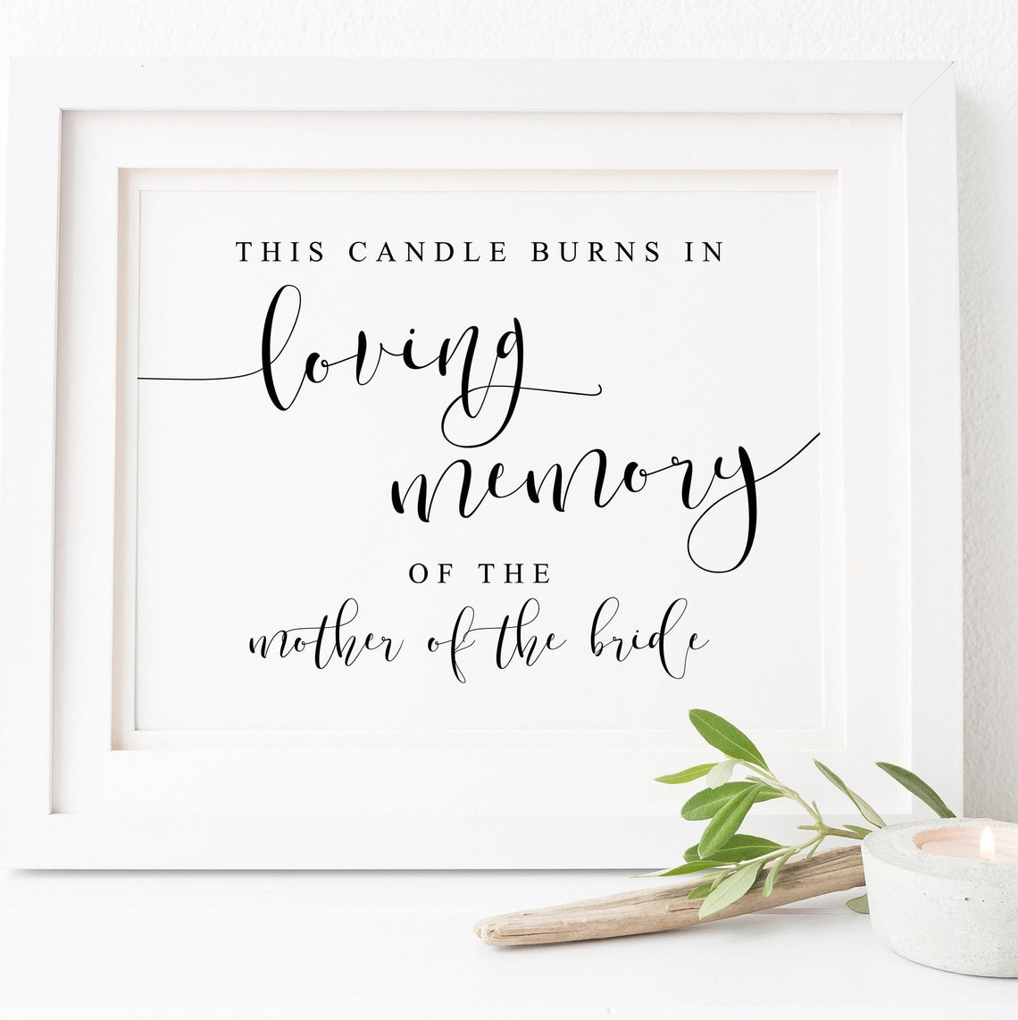 This Candle Burns In Loving Memory Mother Of Bride Wedding Sign Poster