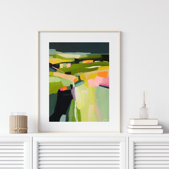 Green Meadow Abstract Painterly Landscape Modern Decor Poster