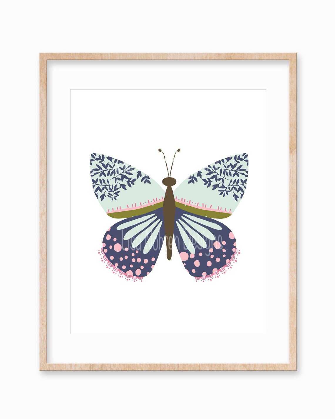 Neutral Butterfly Illustration, Nursery Kids Room