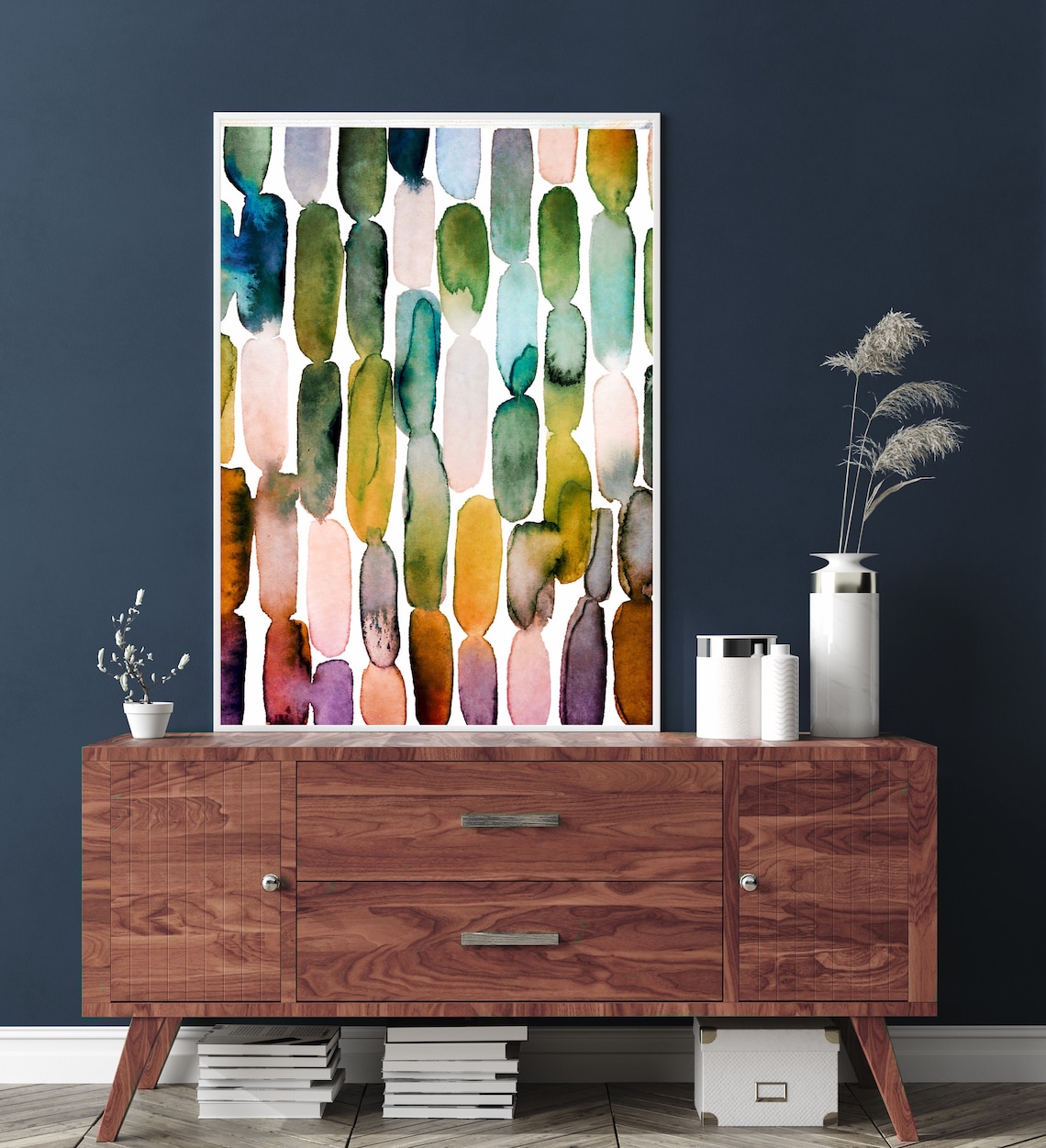 Modern Geometric Watercolor Abstract Coastal Art Print