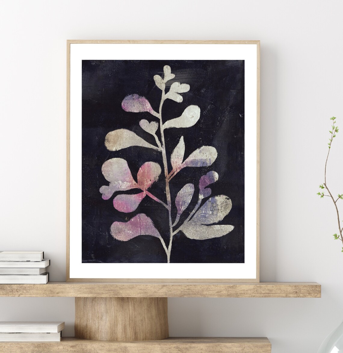 Neutral Botanical Floral Abstract, Modern Monotype