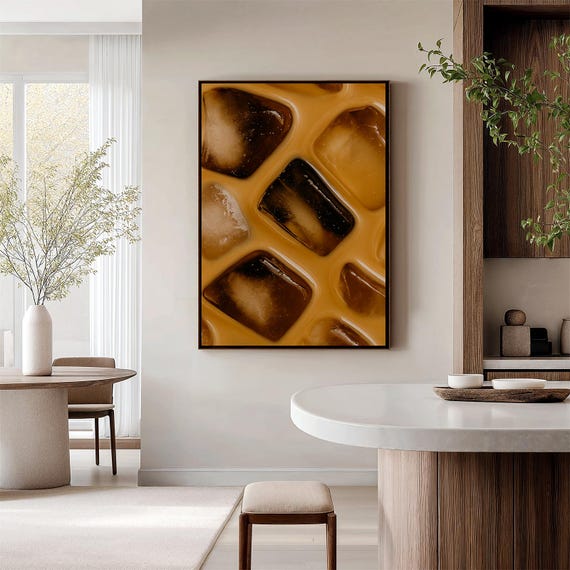 Iced Coffee Wall Art Print Modern Kitchen Decor Minimalist Lover Gift Cozy Apartment Caf